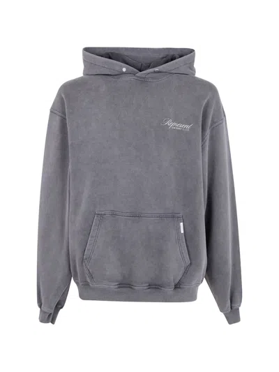 Represent Owners Club Script Cotton Hoodie In Gray