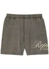 Represent Owners Club Script Cotton-mesh Shorts In Gray
