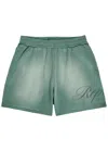 Represent Owners Club Script Cotton-mesh Shorts In Green