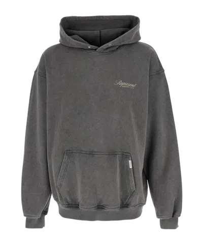 Represent Washed Charcoal Back Text Hoodie In Gray