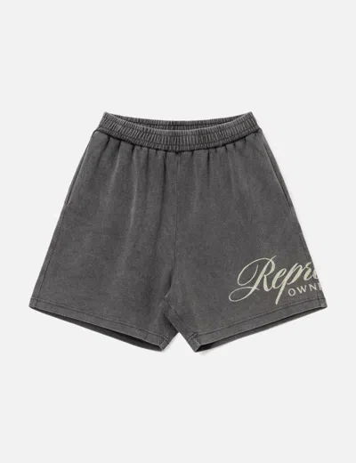 Represent Owners Club Script Mesh Shorts In Gray