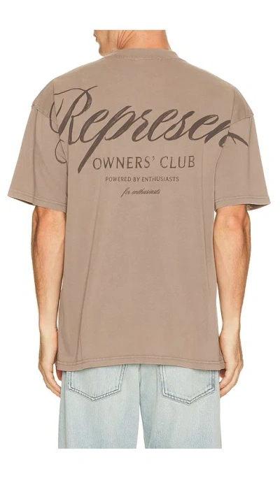 Represent Owners Club Script Tee Shirt In Brown