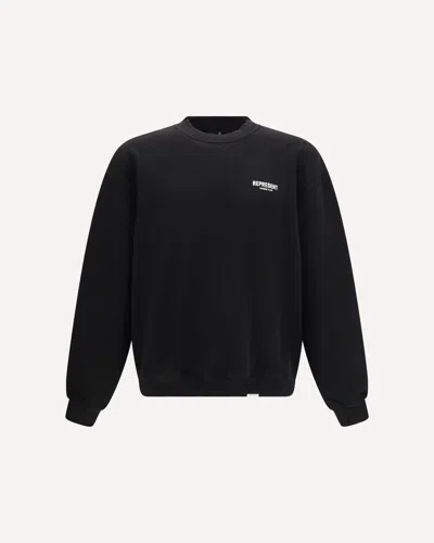 Represent Black Owners Club Zip Back-logo Cotton Sweatshirt