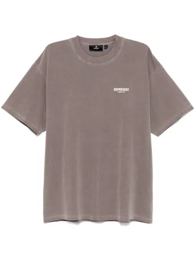 Represent Mens Fog Owners Club Brand-print Relaxed-fit Cotton-jersey T-shirt In Grey
