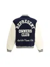 Represent Mens Midnight Navy Owners Club Embroidered Wool-blend Varsity Jacket Xxl In Blue