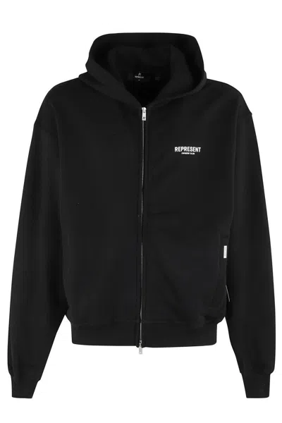 Represent Owners Club Zip Hoodie With Printed Logo In Black