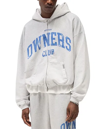 Represent Owners Club Zip Through Hoodie In White