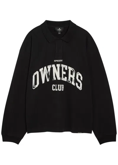 Represent Owners Printed Cotton Rugby Top In Black