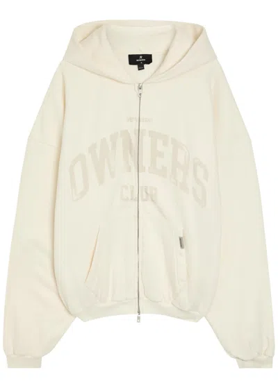Represent Owners Printed Hooded Zip-through Cotton Sweatshirt In White