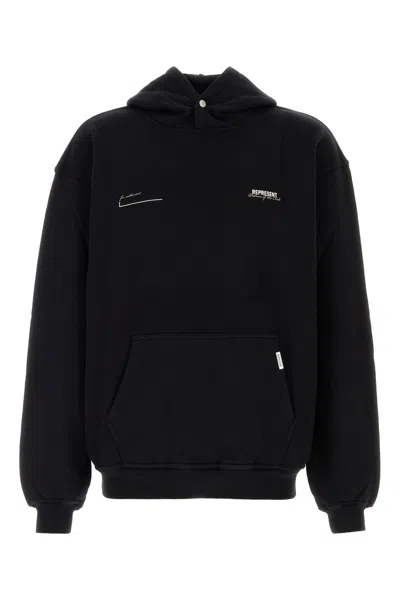 REPRESENT FELPA IN COTONE NERO UOMO