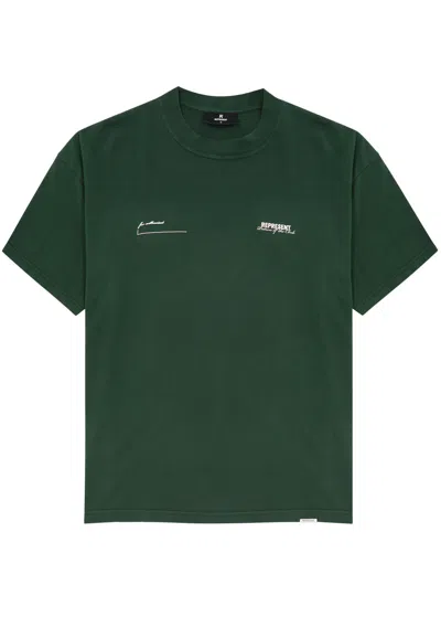 Represent Patron Of The Club Printed Cotton T-shirt In Green