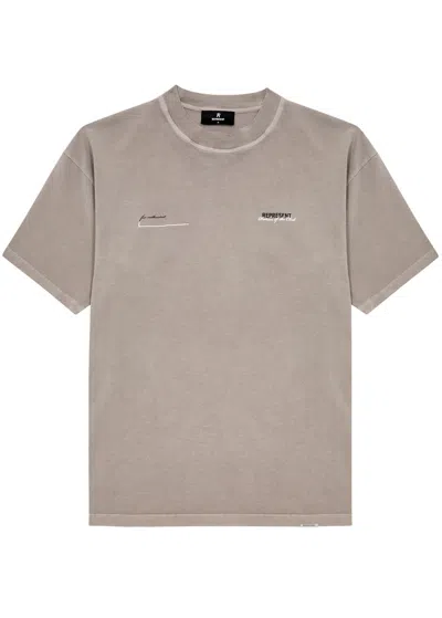 Represent Patron Of The Club Printed Cotton T-shirt In Grey