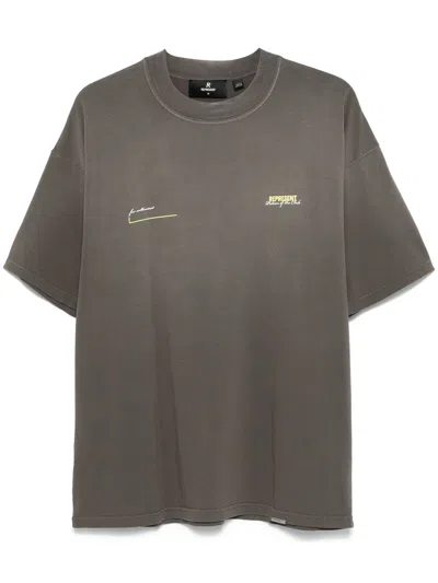 Represent Washed Olive Patron Of The Club T-shir In Black