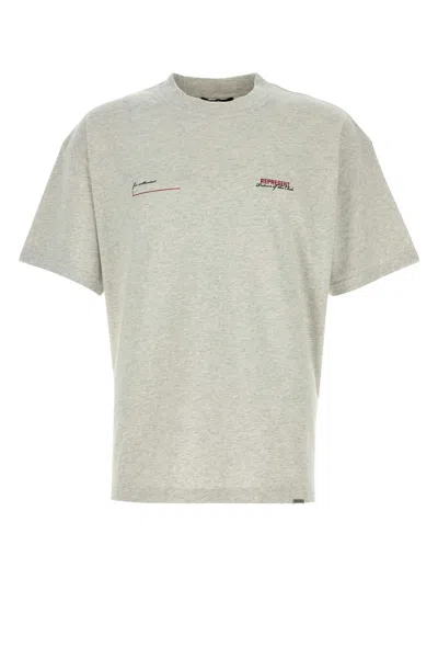 Represent Men Melange Grey Cotton T-shirt In Gray