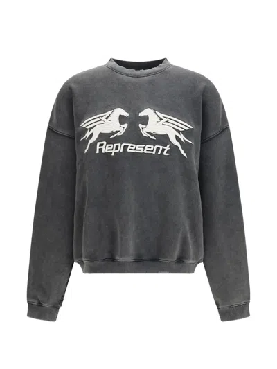 Represent Pegasus Logo Crewneck Sweatshirt In Gray