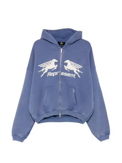 Represent Pegasus Zip-through Hoodie In Blue