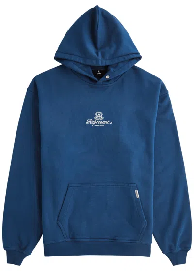 Represent Permanent Vacation Logo Hooded Cotton Sweatshirt In Blue