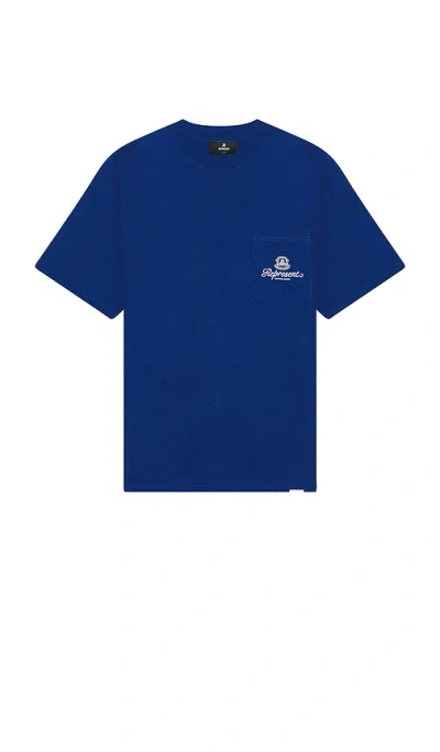 Represent Permanent Vacation Pocket T-shirt In Royal Blue