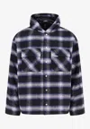 Represent Mens Midnight Navy Check-pattern Hooded Flannel Jacket In Blue