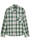 Represent Mens Check Waffle Cotton-flannel Shirt Dark Green In Green