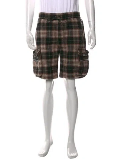 Pre-owned Represent Plaid Print Cargo Shorts In Brown