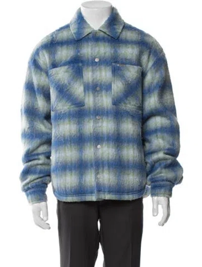 Pre-owned Represent Plaid Print Coat In Blue