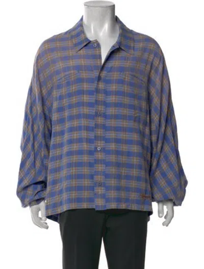 Pre-owned Represent Plaid Print Long Sleeve Shirt In Blue