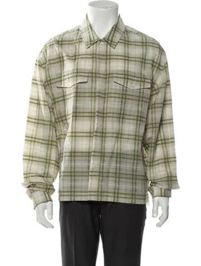 Pre-owned Represent Plaid Print Long Sleeve Western Shirt In Green