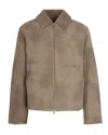 Represent Plush Brown Shearling Jacket With Fur Collar In Brown