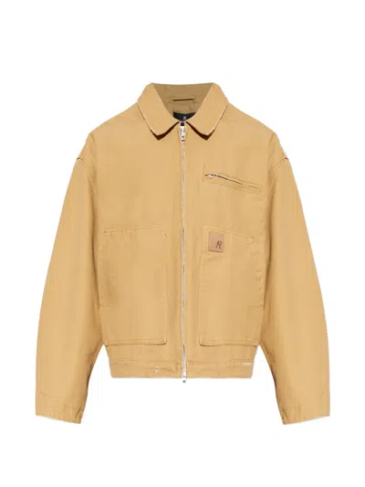 Represent Pocket Zip Cotton Jacket In Yellow
