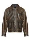 Represent Pocket-zip Leather Jacket In Brown