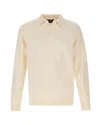 Represent White Long-sleeve Polo Shirt With Classic Collar And Ribbed Trims In Cotton Blend Stretch Man In White