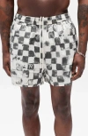 Represent Poolside Check Swim Trunks In White