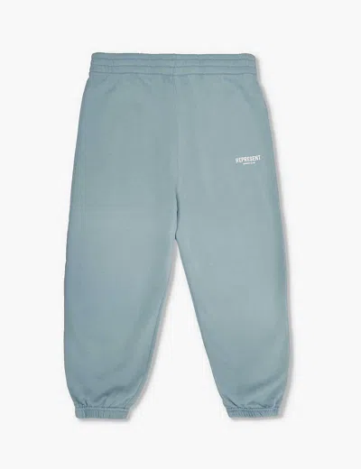 Represent Boys Powder Blue Kids Logo-print Relaxed-fit Cotton-jersey Jogging Bottoms 1 - 4 Years