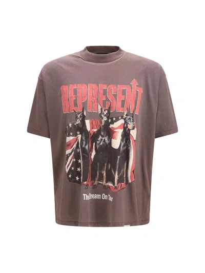 Represent Printed Cotton T-shirt In Brown