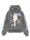 Represent Mens Vintage Grey Graphic-print Kangaroo-pocket Relaxed-fit Cotton-jersey Hoody Xxl In Grey