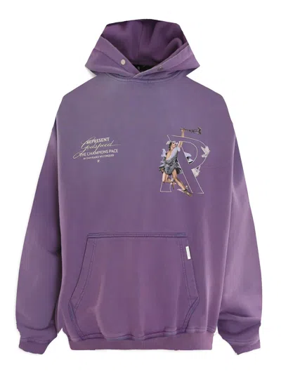 Represent Graphic Hoodie Sweater In Purple