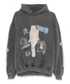 Represent Mens Vintage Grey Graphic-print Kangaroo-pocket Relaxed-fit Cotton-jersey Hoody Xxl In Grey