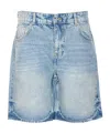 Represent Blue Shorts With R Logo Embossed On The Back In Denim Man In Blue