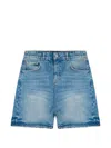 Represent Light Blue Washedeffect Denim Bermuda Shorts In Blue