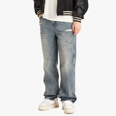 Represent R3 Baggy Distressed Jeans In Blue/cream In Multi
