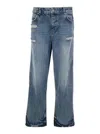 Represent R3 Blue Jeans With Ripped Details On The Front And Logo Embroidery On The Rear In Denim Man