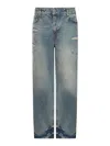 Represent Washed Blue Jeans With Rips In Blue