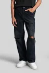 Represent R3 Distressed Baggy Denim In Black