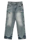 Represent Washed Blue Jeans With Rips In Blue