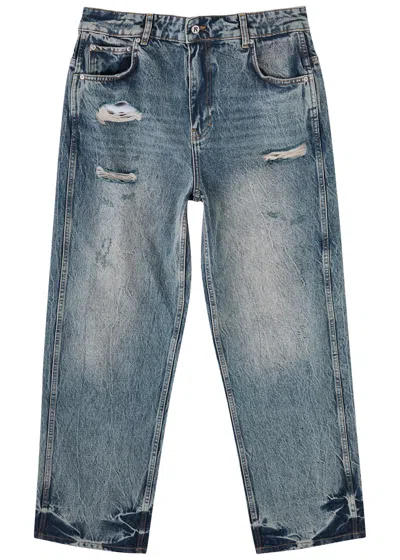 Represent R3 Distressed Wide-leg Jeans In Blue