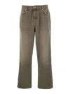 Represent R3 Green Jeans With Belt Loops And Logo Embroidery On The Rear In Denim Man In Brown