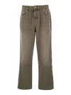 Represent R3 Green Jeans With Belt Loops And Logo Embroidery On The Rear In Denim Man In Gray