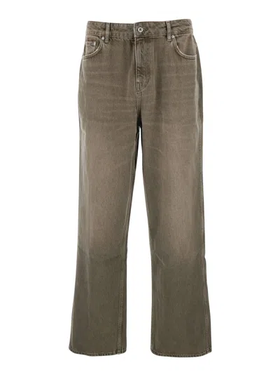 Represent R3 Green Jeans With Belt Loops And Logo Embroidery On The Rear In Denim Man In Gray
