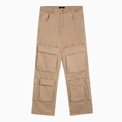 Represent R3ca Beige Denim Cargo Trousers